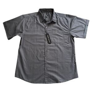 True Rock Short-Sleeve Gray Polka Dot Shirt Business Casual Classic, Size XL NET